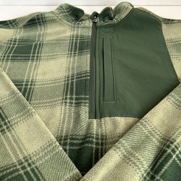 Duluth Trading Co green relaxed fit checkpoint fleece mock neck zip pullover - Picture 16 of 16